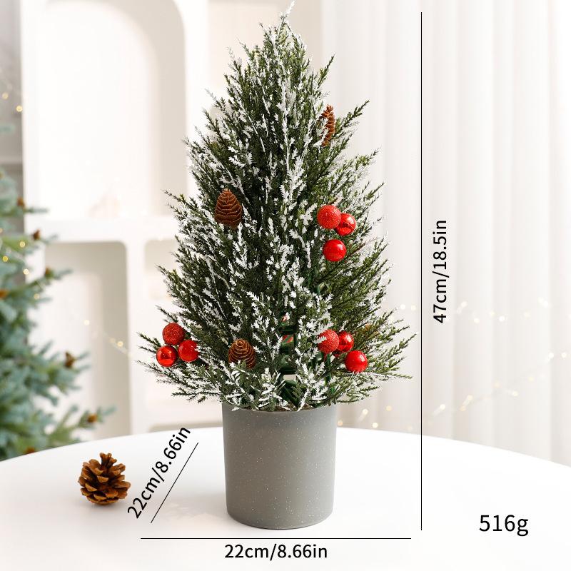 Neuer Weihnachtsbaum Tischschmuck Weihnachtsszene Baum Rote Früchte Plastiktopf Weihnachtsbaumschmuck Schmuck