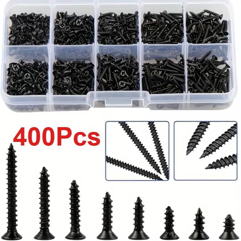 400-Piece M2 Phillips Head Self-Tapping Wood Screw Set