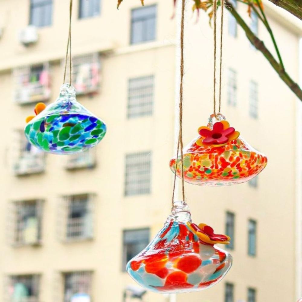 Droplet Shaped Bird Feeder Glass Ball Bird Automatic Feeder Creative Water Container  For Window