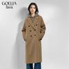 GOELIA Unisex Camel Wool Double-Faced Peak Lapel Coat