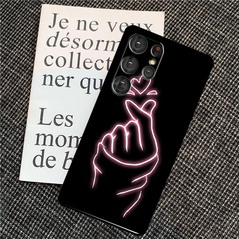Kpop Finger Heart Case For Samsung Galaxy S25 Ultra S20 S21 S22 S23 S24 Ultra S9 S10 Plus S24 FE Back Cover