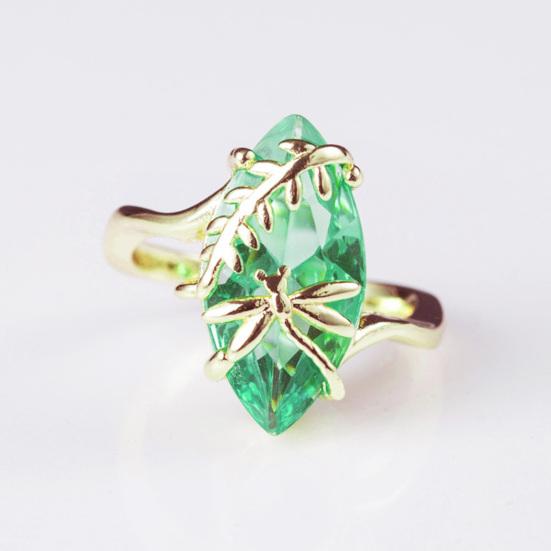 Transparent Rhinestone Ring Gemstone Emerald Faux Decor Dragonfly Ring for Wedding