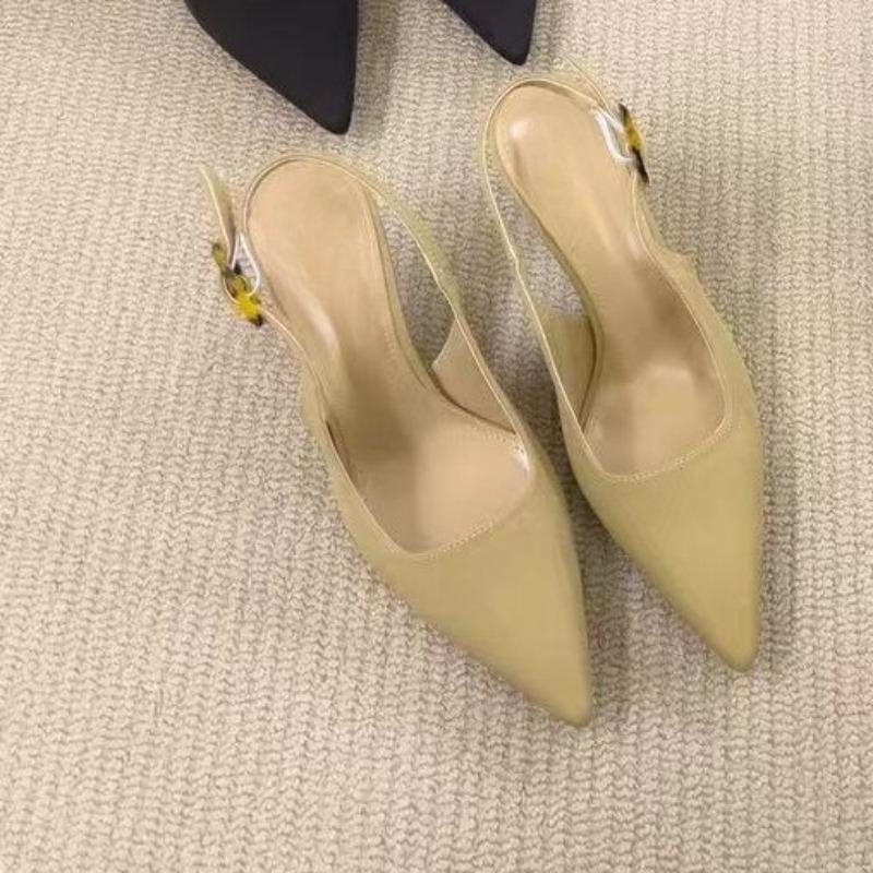 Fashion Temperament Baotou Sandals Summer New Pointed Toe Shallow Mouth One Strap Leopard Print Stiletto Non-slip High Heels