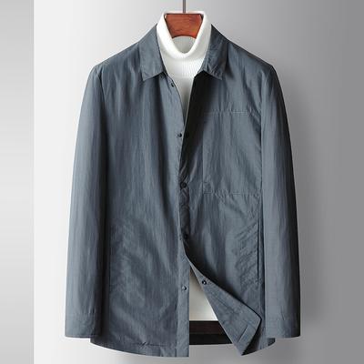 Autumn and Winter New Lapel Shirt Version Solid Color White Duck Down Middle-aged and Young People Business Warm Jacket