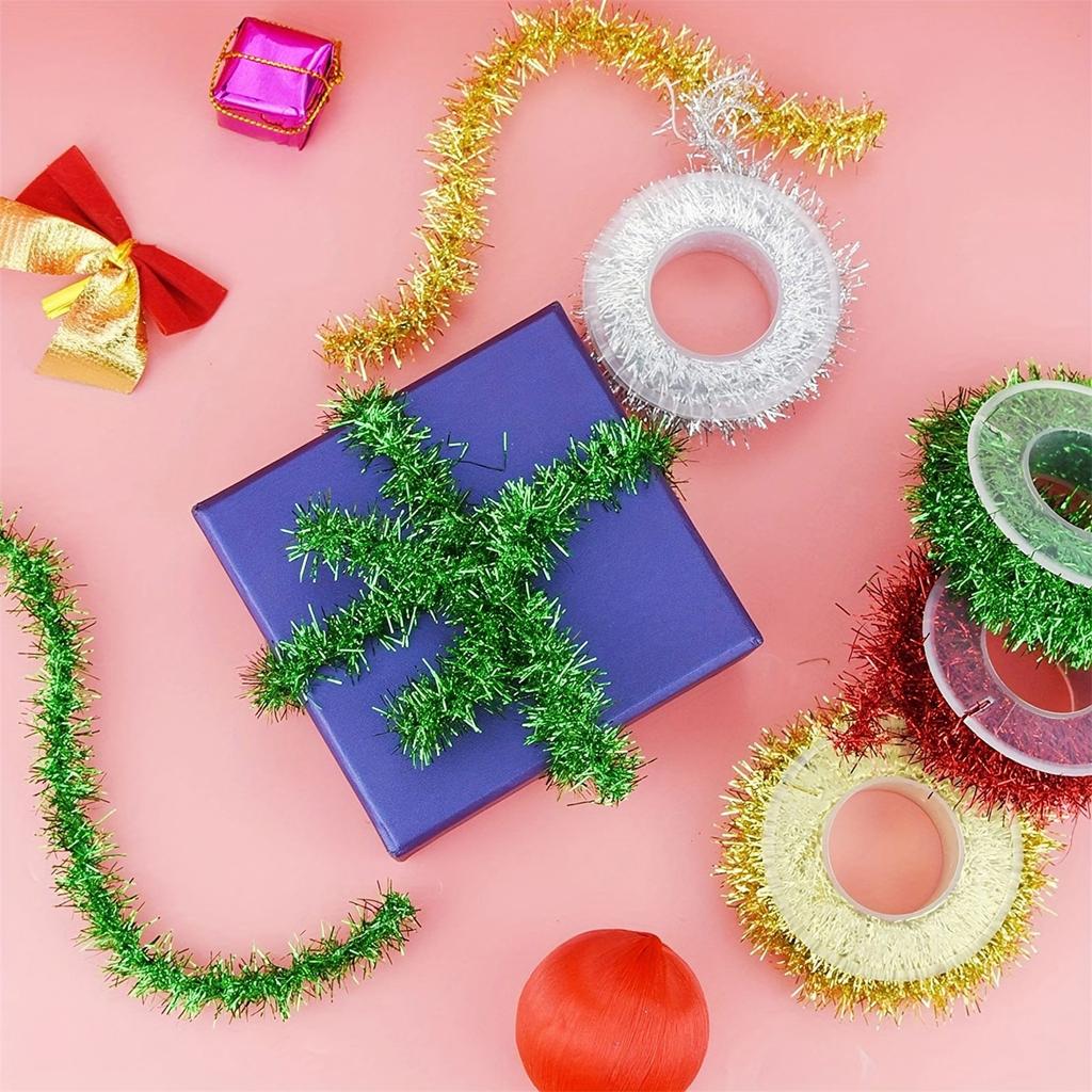 Colorful Wire Garlands Tinsel Ribbon for Crafts Bows Gift Wrapping Hangings Rattan Christmas Decorations Tree Ornaments