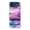 Cherry Blossoms Japanese Traint Moun For Samsung Galaxy Z Flip 3 4 5 Hard Folding Clear PC Phone Case For Samsung Z Flip3 Cover