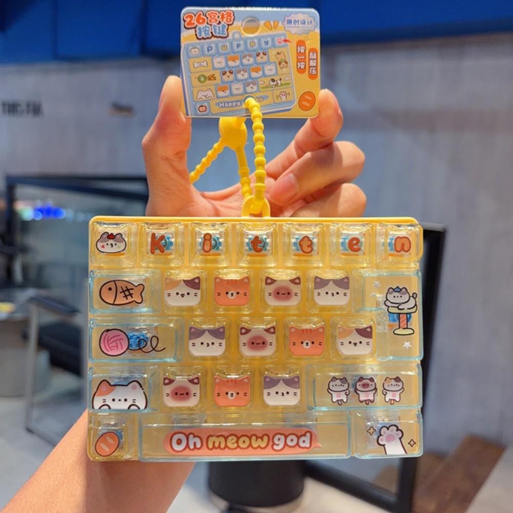 Creative Push Button Keychain Silicone Keycap Clicker Keyring Fidget Keyboard Pendant Small Gift
