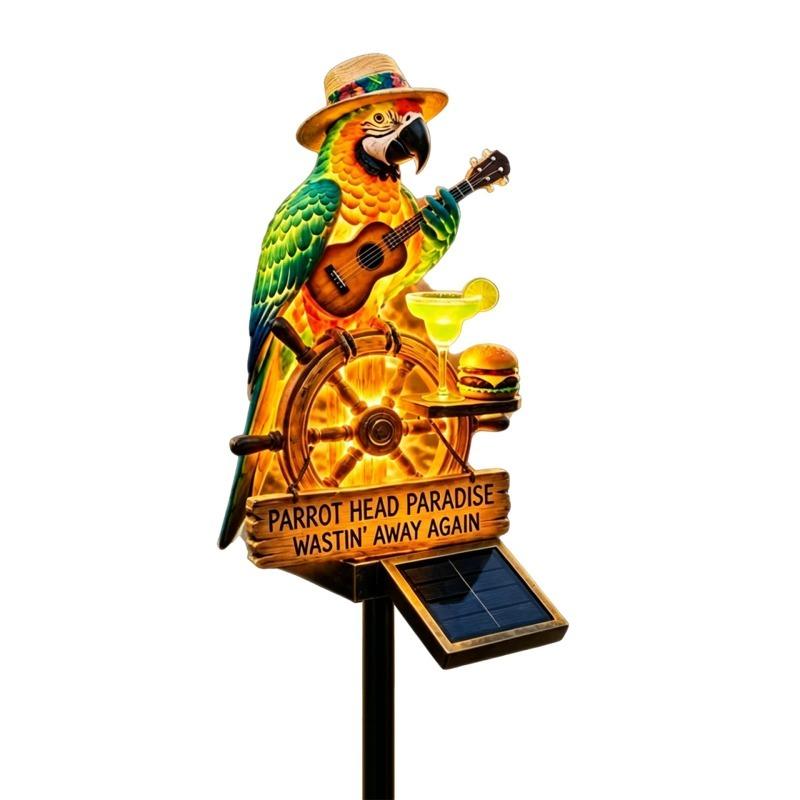 Solar-Powered Outdoor Parrot Stake Light Resin Waterproof Led Parrot Ornament Lamp Decorative for Lawn Backyard Party