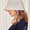 Studded Logo Summer Knit Bucket Hat Cream
