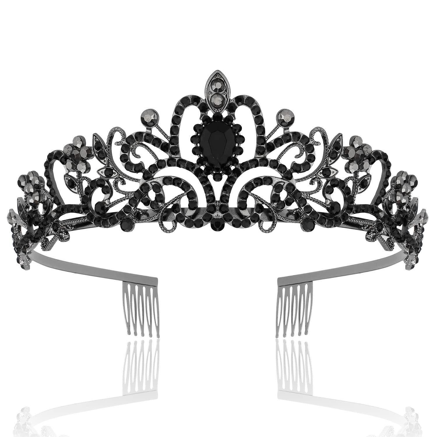 

Европейская и американская мода сплав хрустальная корона, свадебный головной убор аксессуары для волос, повязка на голову для девичника и дня рождения чёрный