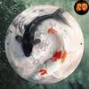 2D Iron Art Koi Fish Wall Decor, Black White Red Orange Metal Painting for Home Office Restaurant Bar