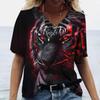 Summer V-neck 3D Animal Pattern Printed Top Fashionable Casual Short Sleeved Women's T-shirts