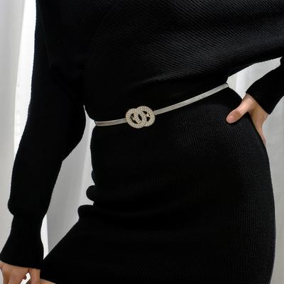 Labelable Fast Double-ring Spring Women's Waist Chain Versatile and Fashionable Rhinestone Metal