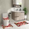 4Pcs Merry Christmas Shower Curtain Set with Non-Slip Bath Mat, Toilet Lid Cover, Contour Rug & 12 Hooks, Bathroom Decor