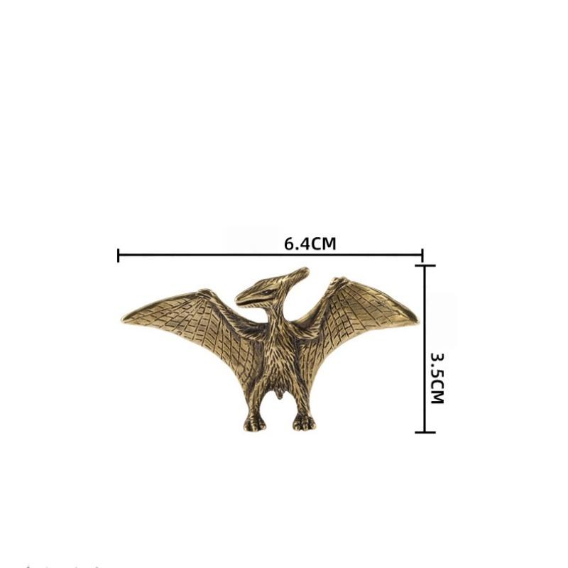 1Pcs Solid Brass Jurassic Pterosaur Statue Mini Handmade Ornament Creative Desktop Decor for Office Dinosaur Lovers
