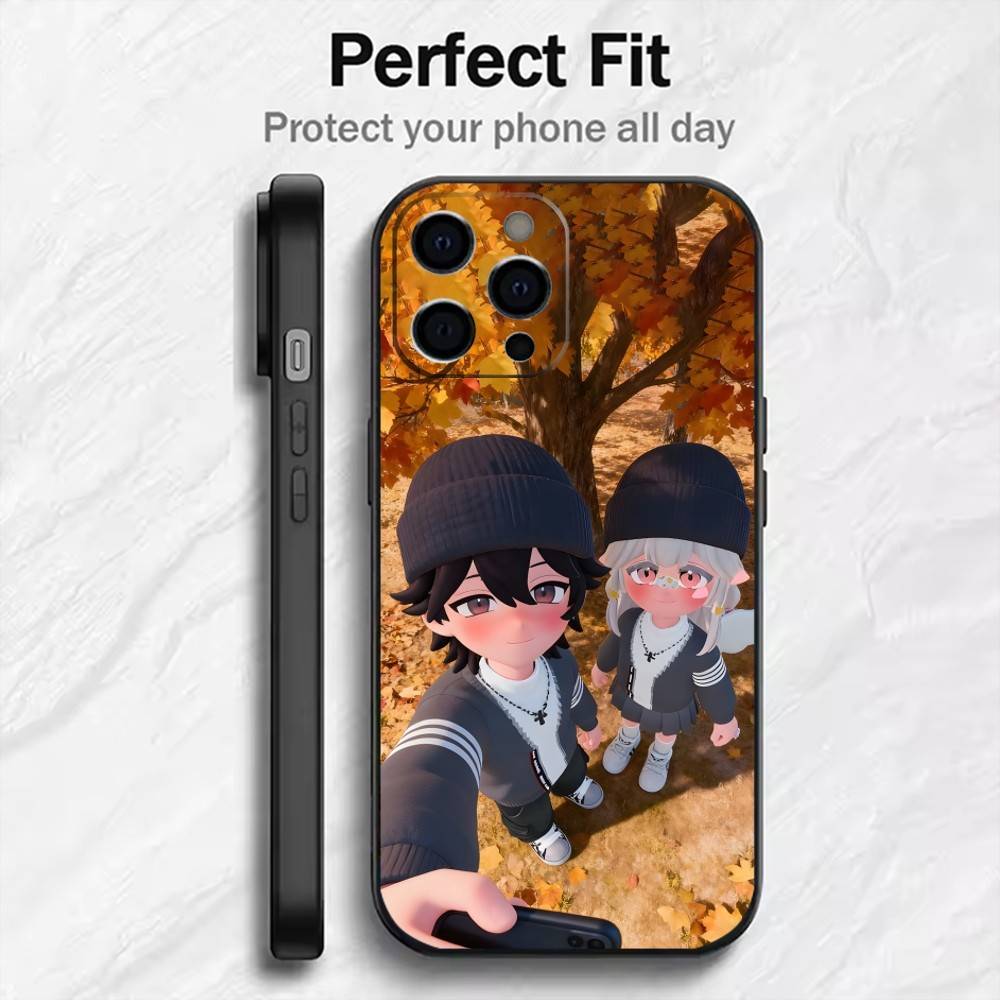 H-Heartopia Couples Print  Phone Case For iPhone17,16,15,14,13,12 Plus,Max Soft Silicone Black Cover