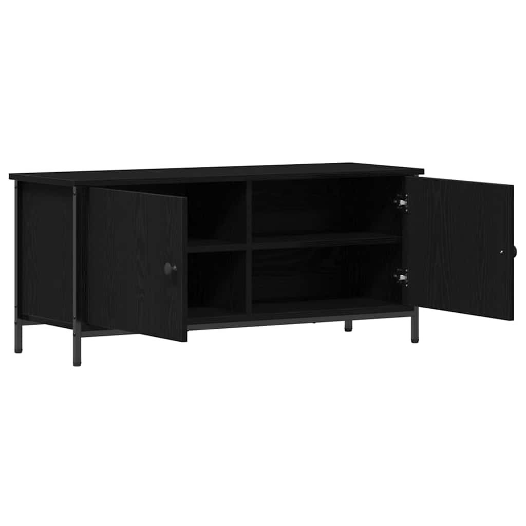 TV Stand Black Oak Effect 100 x 35 x 45 cm Engineered Wood