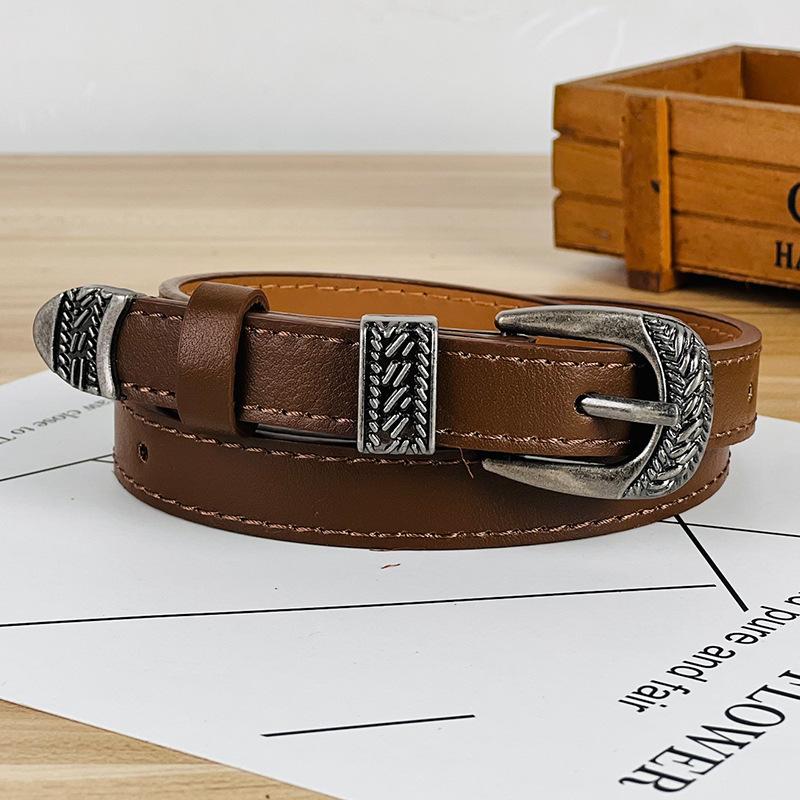 

Женский винтажный ретро декоративный ремень для джинсов, пряжка, пояс, повседневная уличная одежда темно-коричневого