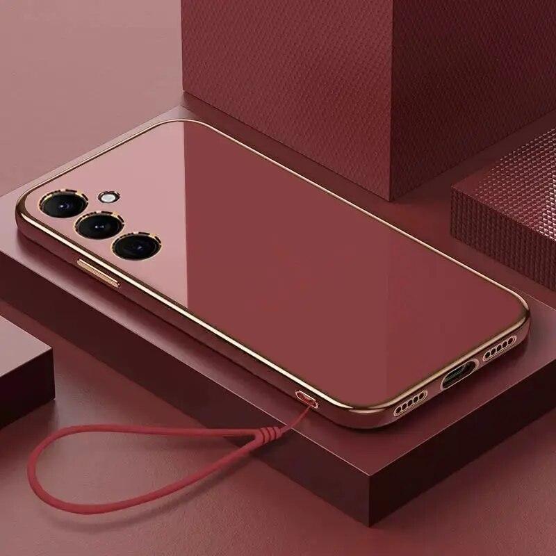 For Samsung M52 5G Case Galaxy M14 Luxury Square Plating SM-M526B SM-M146B Phone Case ShockProof Soft TPU Silicone Back Cover