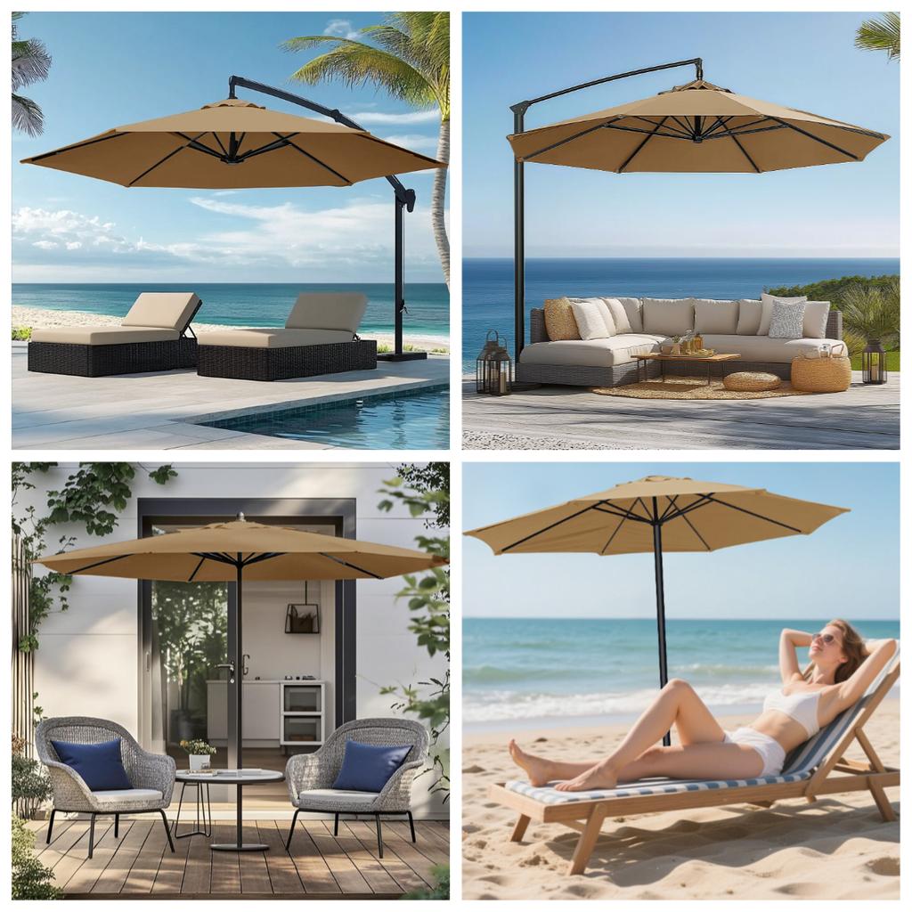 6/8 Rib Polyester Sunshade Cloth Outdoor Patio Umbrella Surface Replacement Cloth Rainproof Sunshade Cloth