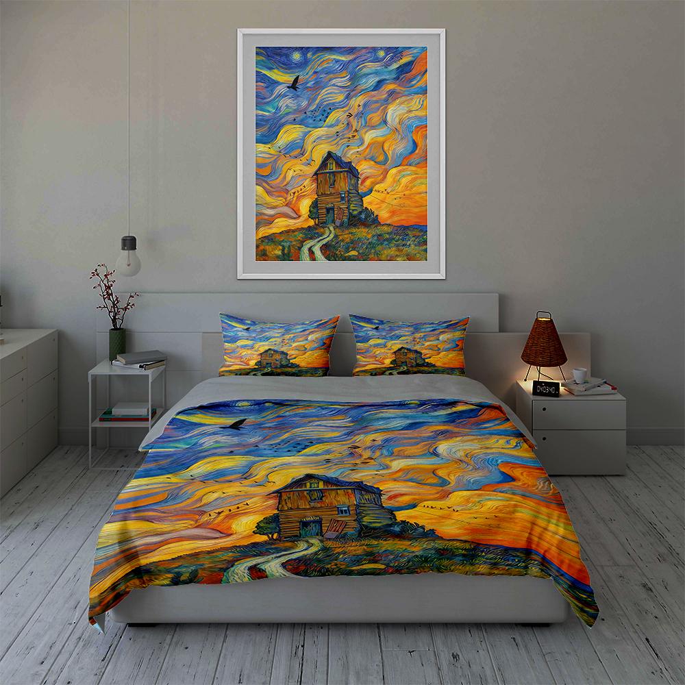Swirling, Vibrant, Landscape. Bedding Duvet Cover Sets Duvet Covers Pillowcases Gifts (1 * Duvet Cover 2 * Pillowcases, Without Duvet Insert)