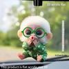 2D Monkey-Shaped Car Pendant Hanging Ornament with Chain Realistic Animal Rearview Mirror Hanging Decor Car Interior Accessories