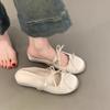 Summer 2025 New Height-increasing, Flat-bottomed, Comfortable Flip-flops, Bow-shaped, Satin, Round-toed, Half-slipper for Women