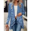Women's Fall and Winter Fashion Casual Printed Long Sleeve Mid-Length Cardigan Jacket