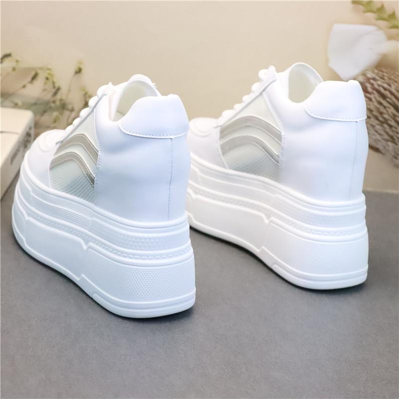Fashion 12CM Air Mesh Sheepskin Leather Platform Wedge Sneaker Women Sandals Boots Women Spring Autumn Summer Board Shoes