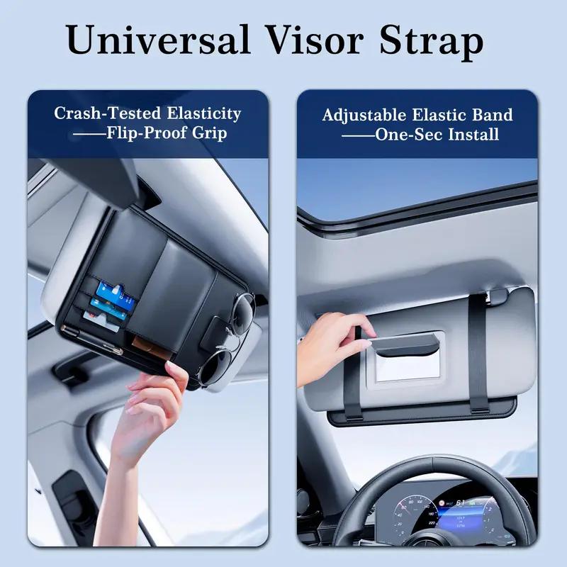 Universal Car Sun Visor Storage Pouch Multi Slot Wallet For Cards Phone Sunglasses Holder Auto Interior Organizer Accessories