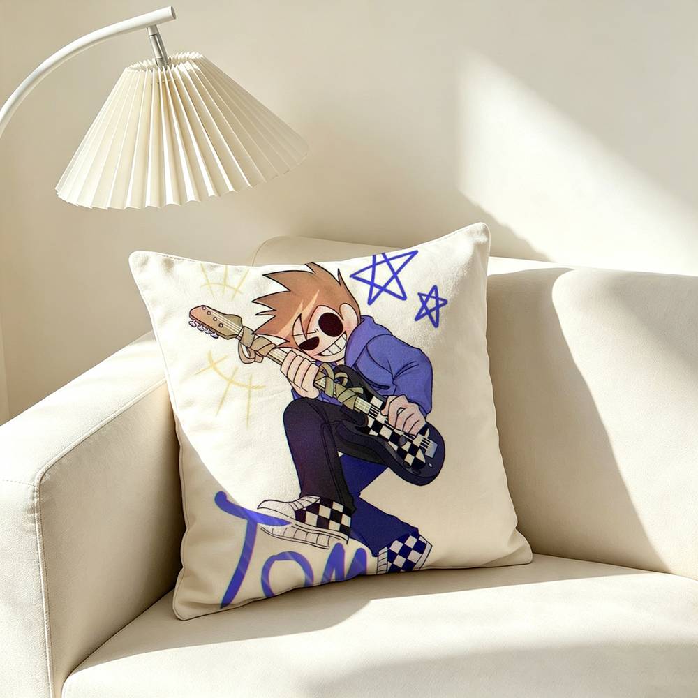 T-Tom Eddsworld Animation Pillow Case Square Double-Sided Sofa Cushion Cover Bedroom Bedside Pillow