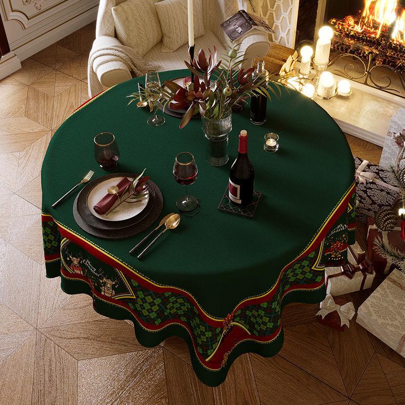 Hochwertige Weihnachts- und Neujahrs-Rundtischdecke für Ess- und Kaffeetische