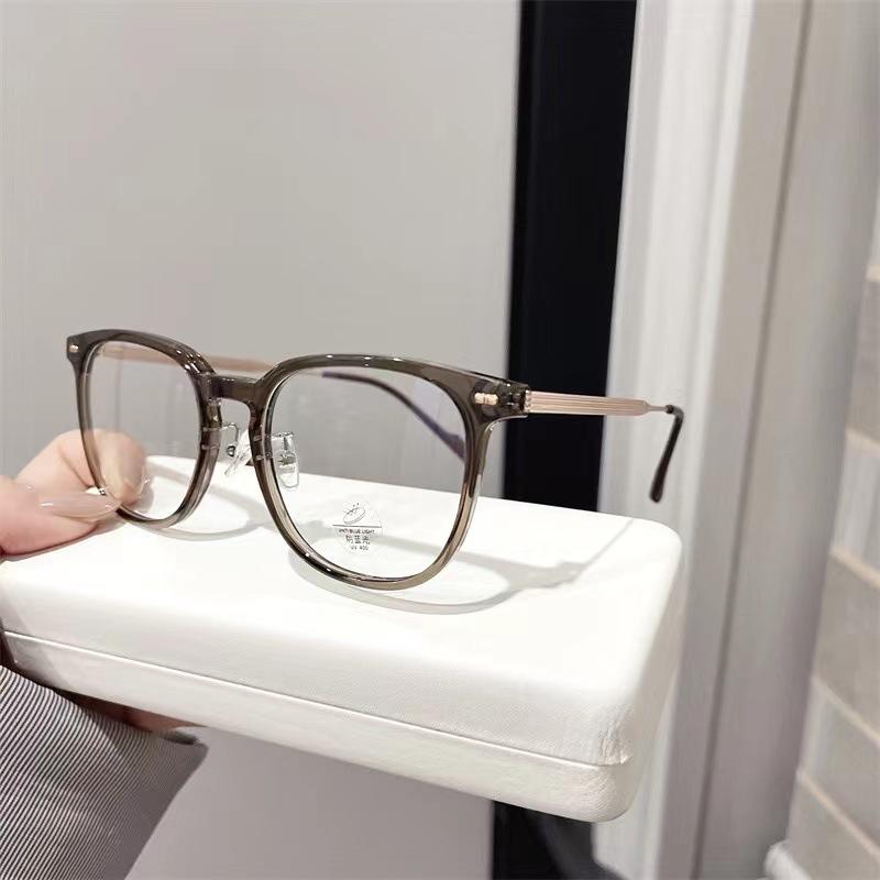Olive green cold brown glasses myopic women can be equipped with astigmatism degree ultra-light plain large frame anti-blue light eye frame