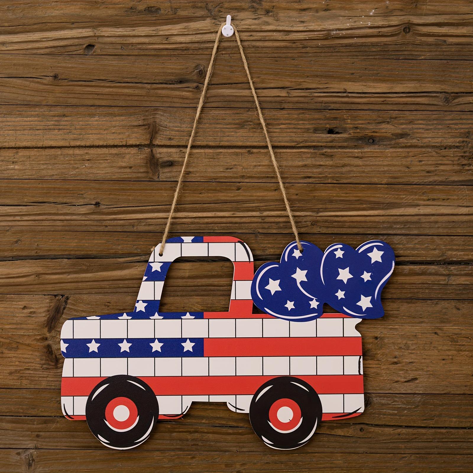 Independence Day Stars & Stripes Wooden Door Hanger