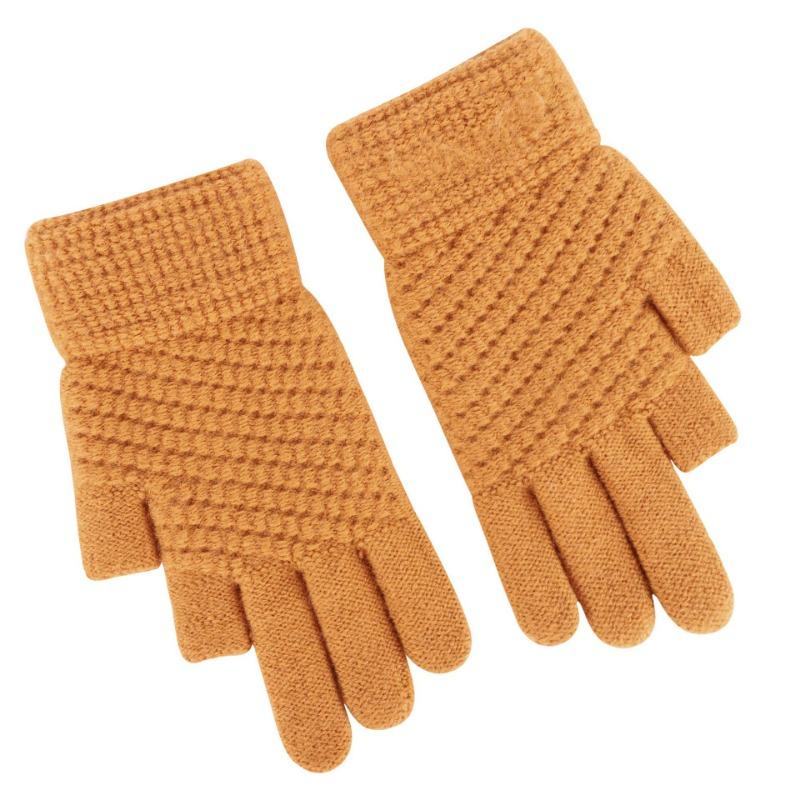 iwarm love warm dew two-finger office writing gloves men and women winter two half-finger knitted imitation cashmere student gloves