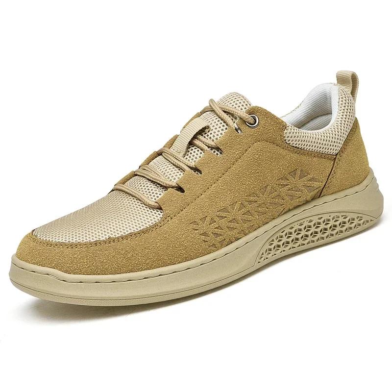 

Мужские классические прочные повседневные туфли из кожи на плоской подошве, модные легкие туфли без застежек на все сезоны, идеально подходящие для прогулок и путешествий US 5(EUR 38) жёлтый