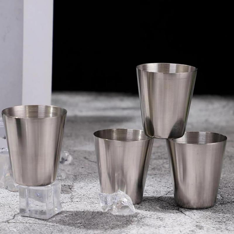 4Pcs/Set Stainless Steel Glass Set Outdoor Small Glasses Set Travel Picnic Cup Set 30/70/170Ml