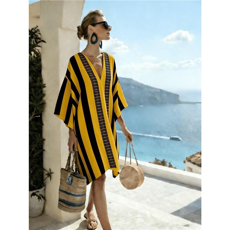 26 New European and American Bohemian large-size women's clothing casual loose 3D printed dress robe