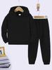 Kinder Herfst/Winter Effen Kleur Hoodie Sweatshirt & Joggingbroek Set - Casual Sport, Plus Fluweel Warm