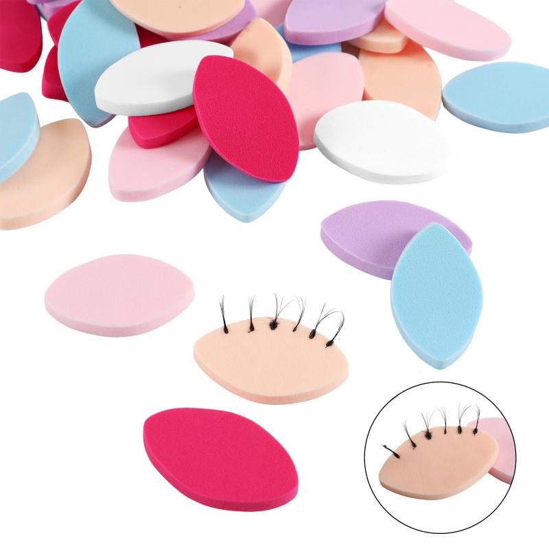 20/50Pcs Soft Sponge False Eyelash Pads Colorful Reusable Makeup Puffs Lash Map Chart Wispy Lashes For Beginner Training