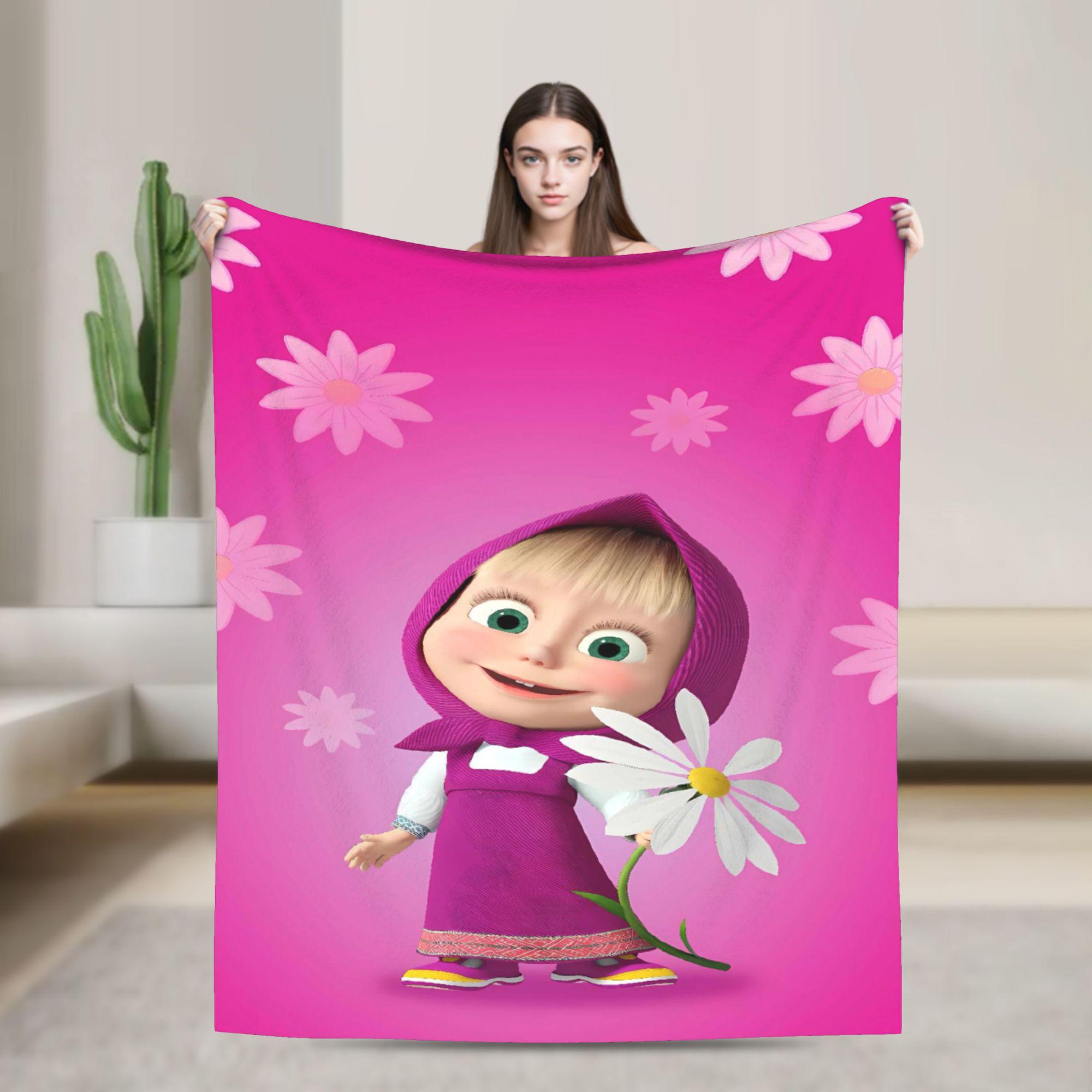 

M-Mashas and B-Bears Flannel Blankets Winter Warm Bedding Throws for Child Couch Bed Print Bedspread Sofa Bed Cover 75cmx90cm