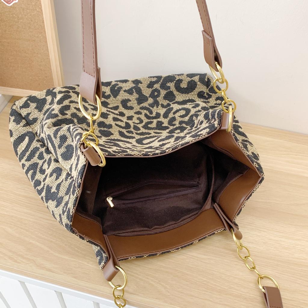 New Korean bag women's casual fashion leopard print messenger bag tote bag lazy versatile retro shoulder bag