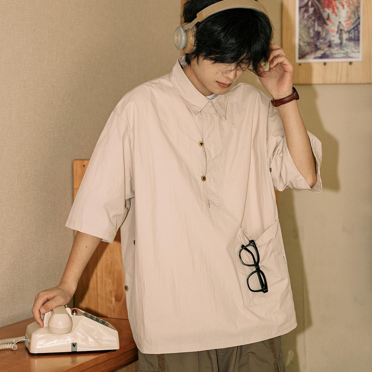 

Рубашка поло с коротким рукавом и воротником, мужская рубашка с коротким рукавом, нишевый дизайн, минималистская рубашка, парный топ для колледжа 2XL абрикосовый