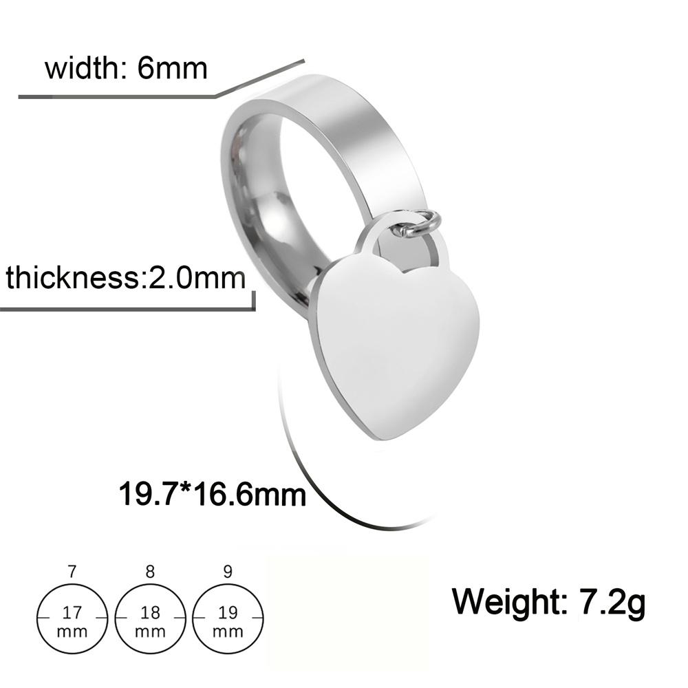 

Stainless Steel Heart Pendant Couple Dating Ring Fashion Sweet Charm Finger Rings for Women Men Wedding Lover Jewelry 9