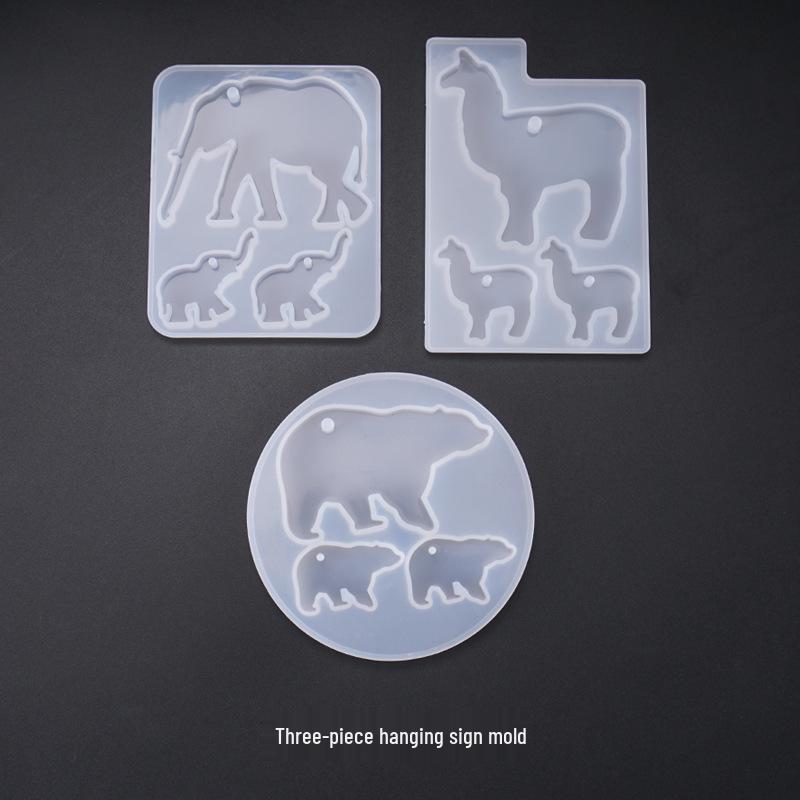 Poppy DIY Silicone Keychain Molds: Elephant, Alpaca, Polar Bear Alpaca Three-in-a-Row Keychain Mold