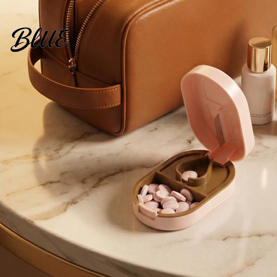 Daily Pills Organizer with Blade Pill Cutter Splitter Moisture-Proof Separate