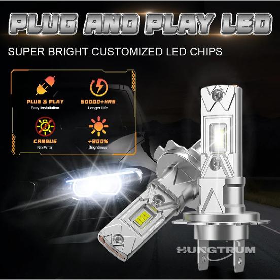 H7 LED Car Headlight Bulbs CANBUS Plug&Play H4 Hi/Low Beam Lamps Mini Wireless Auto Ampoule Spotlights Fog Lights 6000K White12V