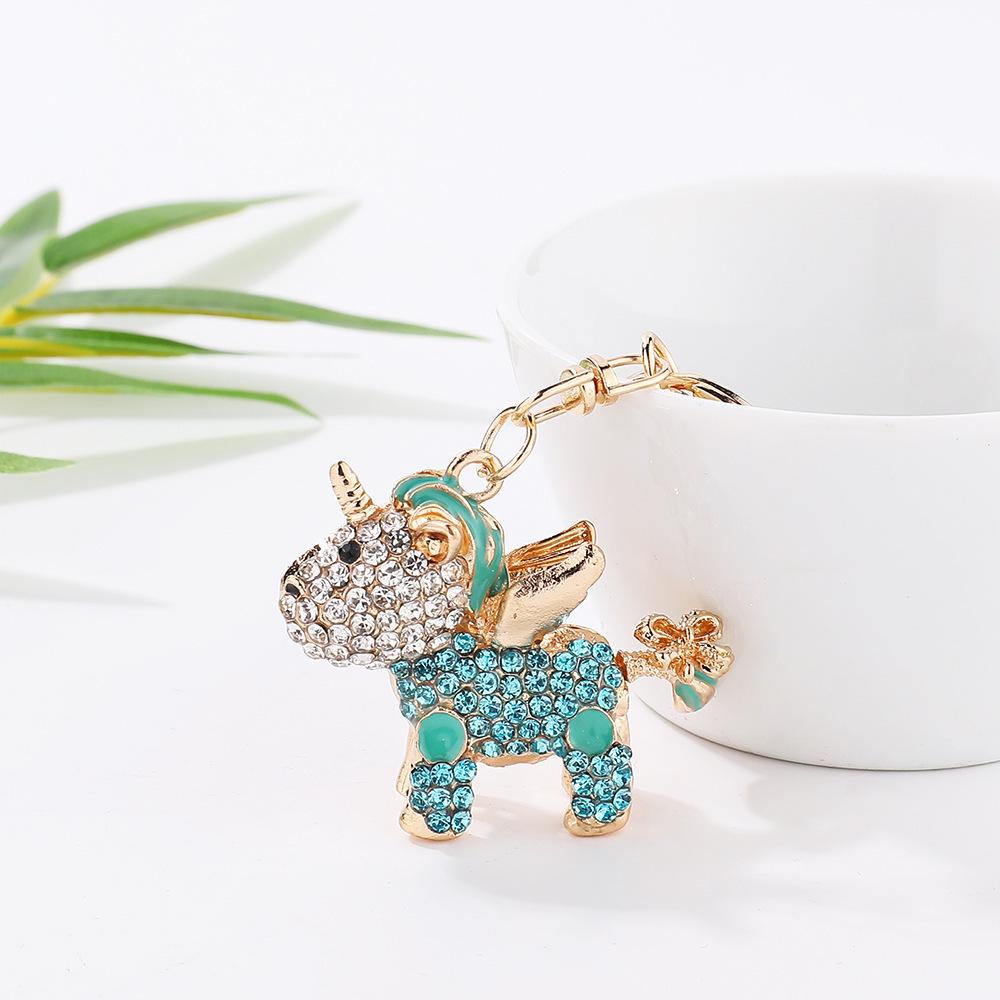 Diamond-studded Unicorn Keychain, Metal Handbag Pendant, Alloy Pendant Jewelry