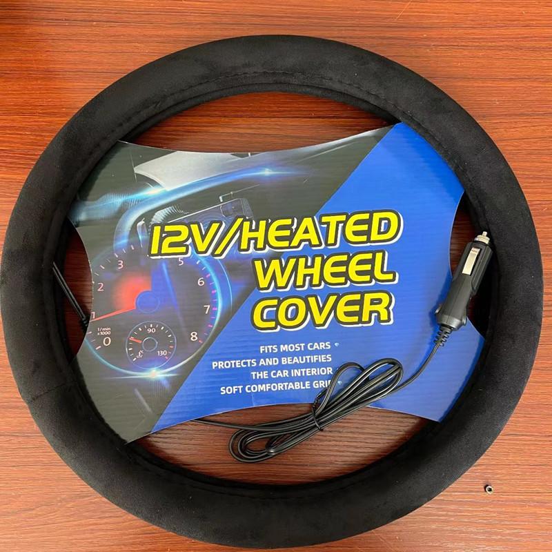 12V Car Auto Heated Steering Wheel Cover Heating Warm Winter Warm Cover Car Steering Wheel Cover nero