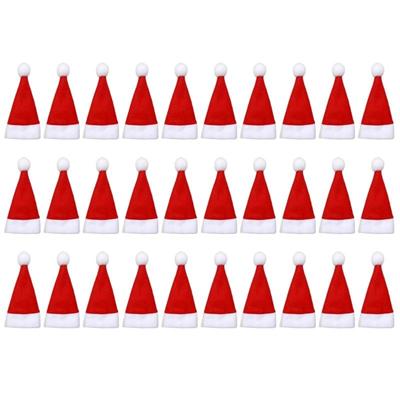 24TE 30pcs Mini Christmas Santa Hats Wine Bottle Decor New Year Gift Kitchen